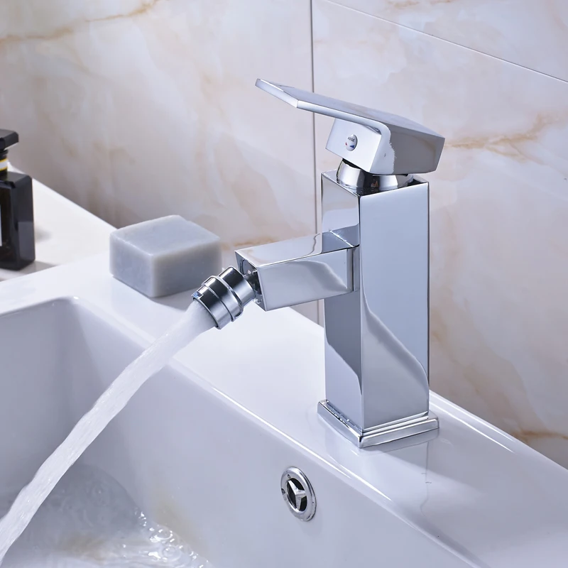 SEVETILKA Commercial Single Handle Single Hole Polished Chrome Bathroom tap,Mono Hot/&Cold Water Bathroom Sink Taps